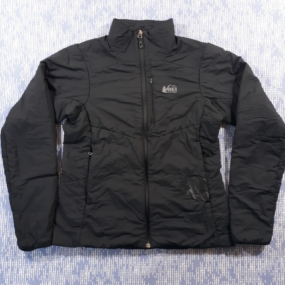 REI Puffer Jacket Womens Small Primaloft Black Full Zip Outdoor Winter
